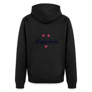 RUHESTAND. RUHESTAND. PENSIONIERT. GLÜCKLICHER RUHESTAND - Unisex Premium Bio Zip Hoodie - Schwarz - Hinten - Nico (187cm)