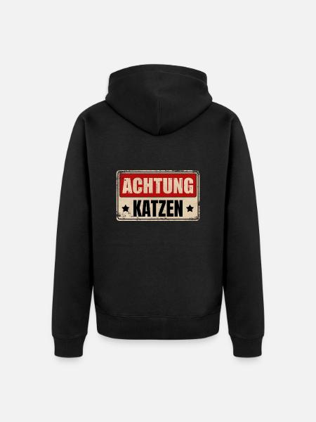 ACHTUNG KATZEN - Unisex Premium Bio Zip Hoodie - Schwarz