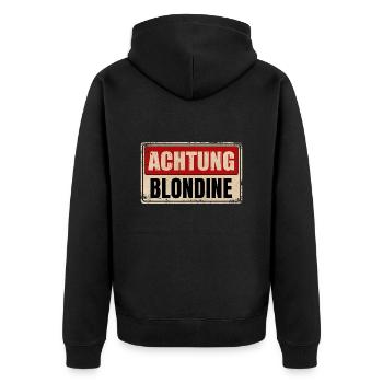 ATTENTION BLONDE - Unisex Premium Organic Zip Hoodie - black - Back - Nico (187cm)