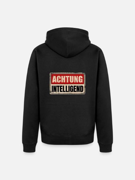 ACHTUNG INTELLIGEND - Unisex Premium Bio Zip Hoodie - Schwarz