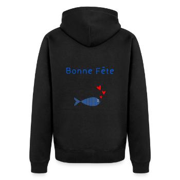 MAMIE. FÊTE DES MÈRES. BONNE FÊTE MAMIE. JE T'AIME - Veste à capuche bio Premium Unisexe - noir - Dos - Nico (187cm)