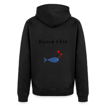 MAMIE. FÊTE DES MÈRES. BONNE FÊTE MAMIE. JE T'AIME - Veste à capuche bio Premium Unisexe - noir - Dos - Nico (187cm)