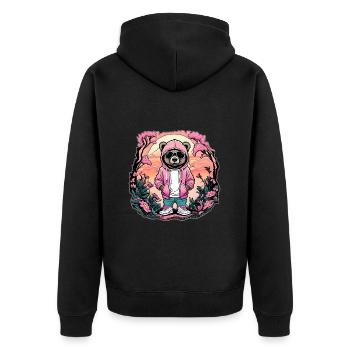 Ours rappeur 🐻 - Veste à capuche bio Premium Unisexe - noir - Dos - Nico (187cm)