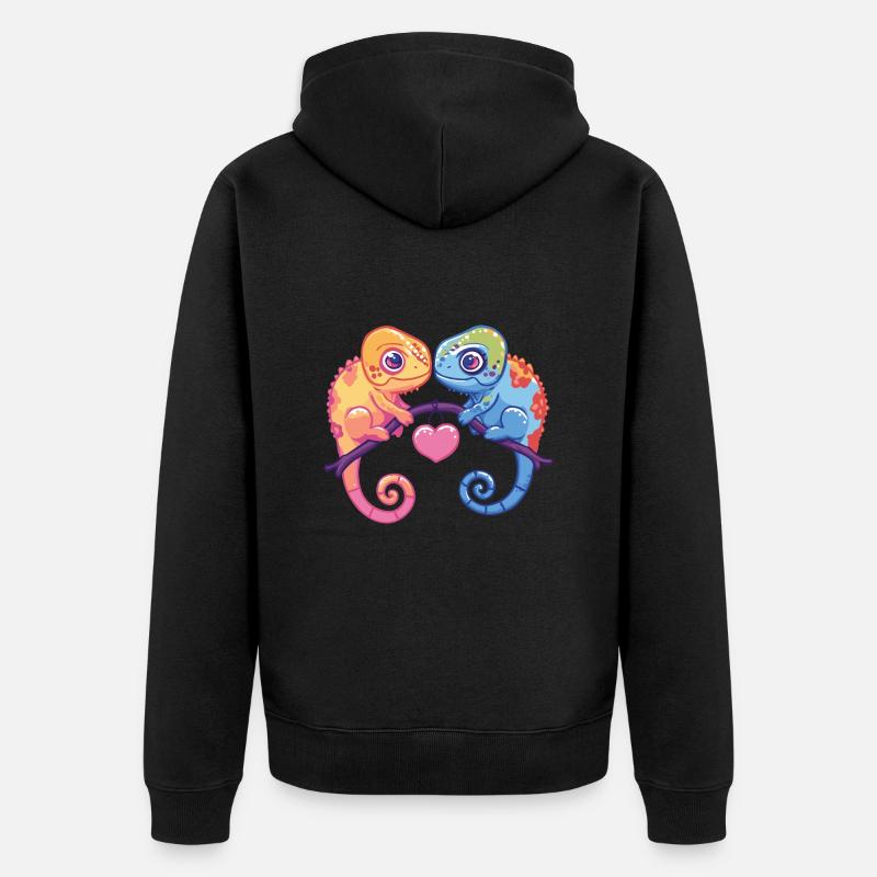 Couple Caméléon Amour La Saint-Valentin - Veste à capuche bio Premium Unisexe - noir