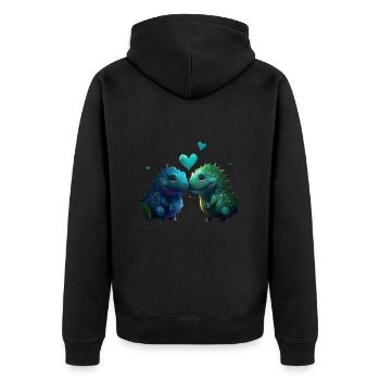 Dino Donosaur Sweet T-rex Love - Unisex Premium Organic Zip Hoodie - black - Back - Nico (187cm)