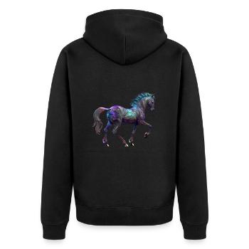 Horse riding - Unisex Premium Organic Zip Hoodie - black - Back - Nico (187cm)