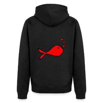 MUTTERTAG. SCHÖNEN MUTTERTAG. MAMA. ICH LIEBE DICH - Unisex Premium Bio Zip Hoodie - Schwarz - Hinten - Nico (187cm)