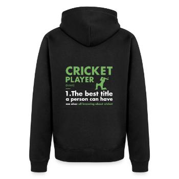 Sport Player Definition Cricket - Unisex Premium Bio Zip Hoodie - Schwarz - Hinten - Nico (187cm)