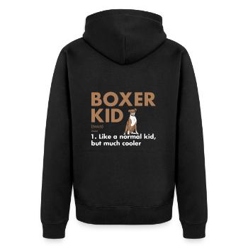 Boxer Kid Definition - Unisex Premium Bio Zip Hoodie - Schwarz - Hinten - Nico (187cm)