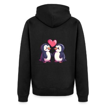 Pingouin Couple Amour Saint-Valentin - Veste à capuche bio Premium Unisexe - noir - Dos - Nico (187cm)