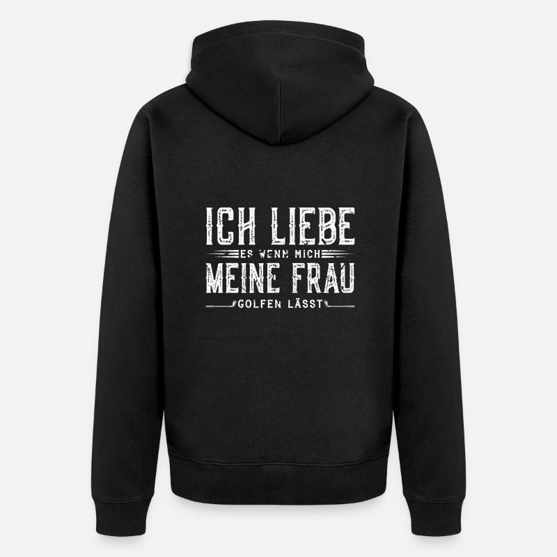 Lustig Golf - Unisex Premium Bio Zip Hoodie - Schwarz