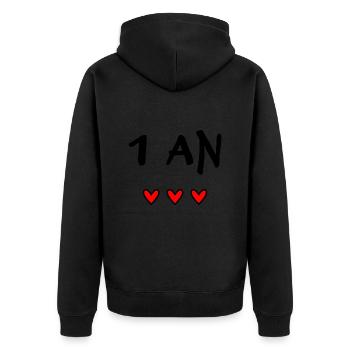 1 AN. 1er ANNIVERSAIRE. ANNIVERSAIRE 1 AN. ANNIV - Veste à capuche bio Premium Unisexe - noir - Dos - Nico (187cm)