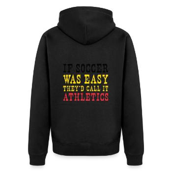Belgium Soccer Belgian Football Belgium Futbol - Unisex Premium Bio Zip Hoodie - Schwarz - Hinten - Nico (187cm)
