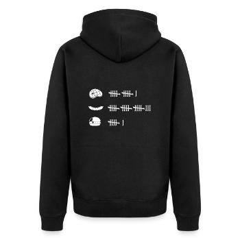 Grillen "all you can eat" Grillabend BBQ Wettessen - Unisex Premium Bio Zip Hoodie - Schwarz - Hinten - Nico (187cm)