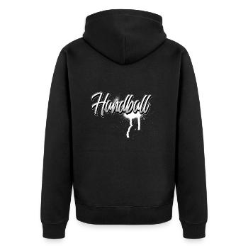 Handball Handballer - Unisex Premium Bio Zip Hoodie - Schwarz - Hinten - Nico (187cm)