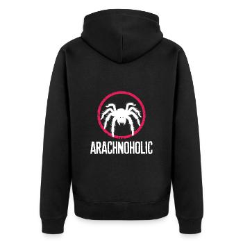 Arachnoholic big hairy tarantula silhouette - Unisex Premium Organic Zip Hoodie - black - Back - Nico (187cm)