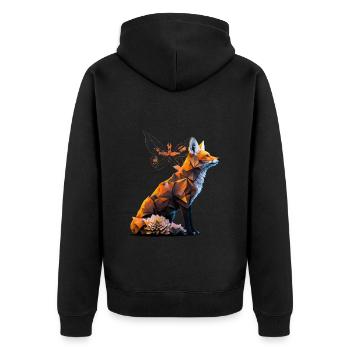 Fox Butterfly Animals Gift Art Animal Motif - Unisex Premium Organic Zip Hoodie - black - Back - Nico (187cm)