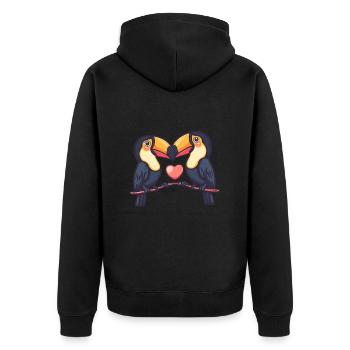 Toucan oiseau couple amour Saint-Valentin - Veste à capuche bio Premium Unisexe - noir - Dos - Nico (187cm)