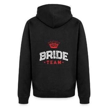 Bride Team - Unisex Premium Bio Zip Hoodie - Schwarz - Hinten - Nico (187cm)