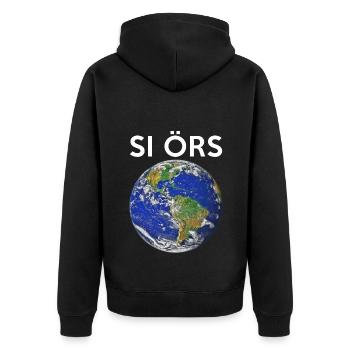SI ÖRS Earth Globe Anglais TH-Laut tee-aitch - Veste à capuche bio Premium Unisexe - noir - Dos - Nico (187cm)
