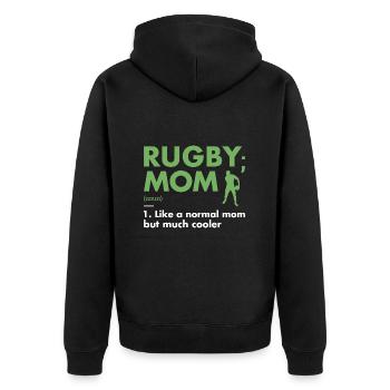 Sport Mom Definition Rugby - Unisex Premium Bio Zip Hoodie - Schwarz - Hinten - Nico (187cm)