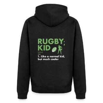 Sport Kid Definition Rugby - Unisex Premium Bio Zip Hoodie - Schwarz - Hinten - Nico (187cm)