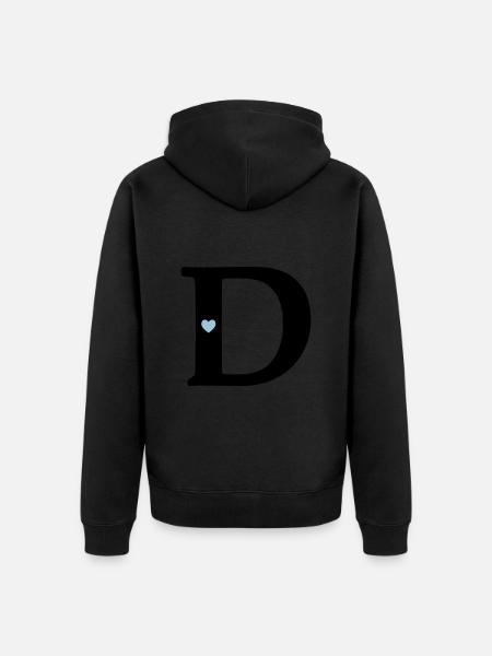 point d Initial letter - Unisex Premium Organic Zip Hoodie - black
