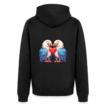 Couple d’aigles amour Saint-Valentin - Veste à capuche bio Premium Unisexe - noir - Dos - Nico (187cm)