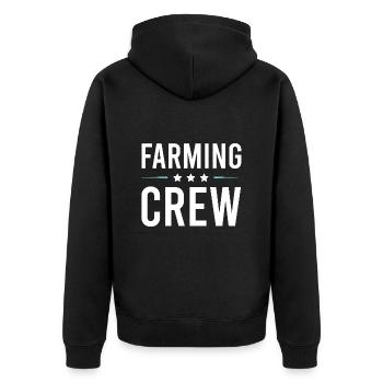 Farming Crew - Unisex Premium Bio Zip Hoodie - Schwarz - Hinten - Nico (187cm)