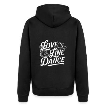 Love Line Dance ich liebe Line Dancing - Unisex Premium Bio Zip Hoodie - Schwarz - Hinten - Nico (187cm)
