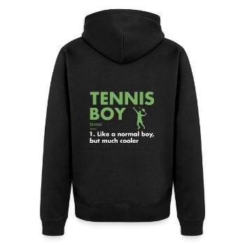 Sport Boy Definition Tennis - Unisex Premium Bio Zip Hoodie - Schwarz - Hinten - Nico (187cm)
