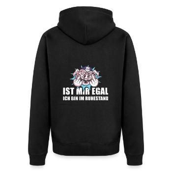 Ist Mir Egal Ich Bin Im Ruhestand Rente - Unisex Premium Bio Zip Hoodie - Schwarz - Hinten - Nico (187cm)