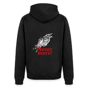 The Raven - Nevermore! - Unisex Premium Bio Zip Hoodie - Schwarz - Hinten - Nico (187cm)