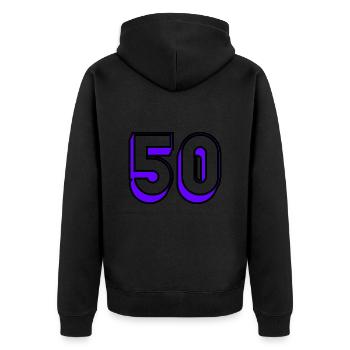 50. HERZLICHEN GLÜCKWUNSCH ZUM GEBURTSTAG. ALLES GUTE ZUM GEBURTSTAG! - Unisex Premium Bio Zip Hoodie - Schwarz - Hinten - Nico (187cm)