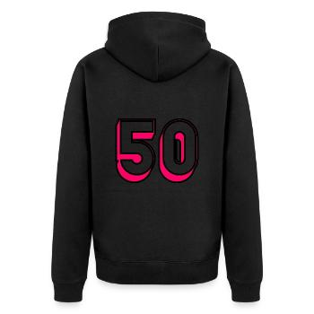 50 ANS. 50e ANNIVERSAIRE. ANNIVERSAIRE 50 ANS. 50 - Veste à capuche bio Premium Unisexe - noir - Dos - Nico (187cm)