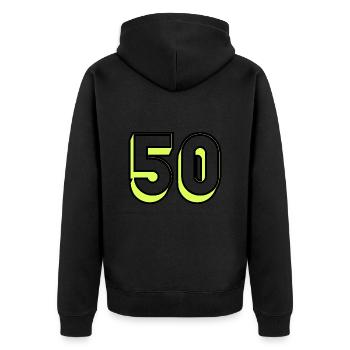 50 ANS. 50e ANNIVERSAIRE. ANNIVERSAIRE 50 ANS. 50 - Veste à capuche bio Premium Unisexe - noir - Dos - Nico (187cm)