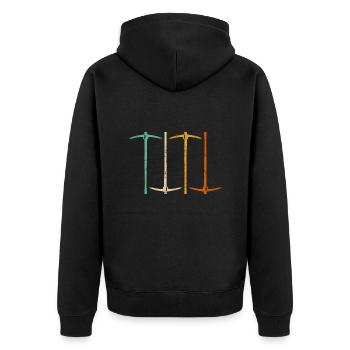 Retro Spitzhacke Geologie - Unisex Premium Bio Zip Hoodie - Schwarz - Hinten - Nico (187cm)