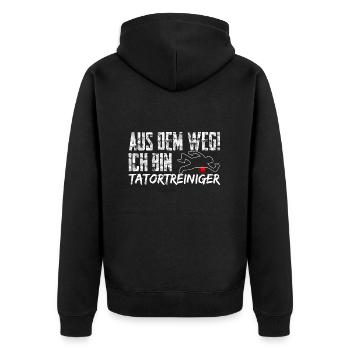 Tatortreiniger Fun Beruf Geschenkidee - Unisex Premium Bio Zip Hoodie - Schwarz - Hinten - Nico (187cm)