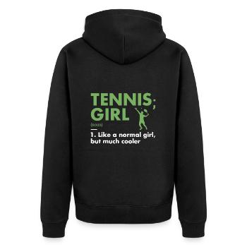 Sport Girl Definition Tennis - Unisex Premium Bio Zip Hoodie - Schwarz - Hinten - Nico (187cm)