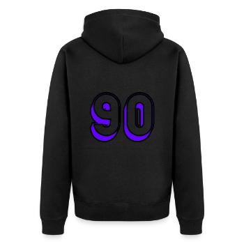 90 JAHRE. 90-JÄHRIGES JUBILÄUM. GEBURTSTAG 90 JAHRE. 90 - Unisex Premium Bio Zip Hoodie - Schwarz - Hinten - Nico (187cm)