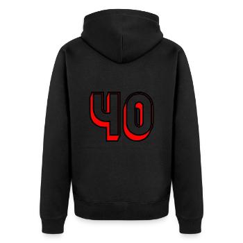 40. 40 JAHRE. 40-jähriges Jubiläum. GEBURTSTAG 40 JAHRE. - Unisex Premium Bio Zip Hoodie - Schwarz - Hinten - Nico (187cm)
