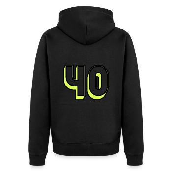 40. GEBURTSTAG. ALLES GUTE ZUM GEBURTSTAG!. - Unisex Premium Bio Zip Hoodie - Schwarz - Hinten - Nico (187cm)