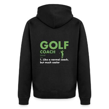 Sport Coach Definition Golf - Unisex Premium Organic Zip Hoodie - black - Back - Nico (187cm)