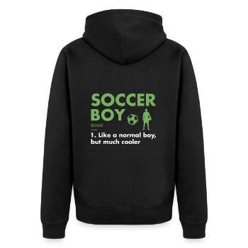 Sport Boy Definition Soccer - Unisex Premium Bio Zip Hoodie - Schwarz - Hinten - Nico (187cm)