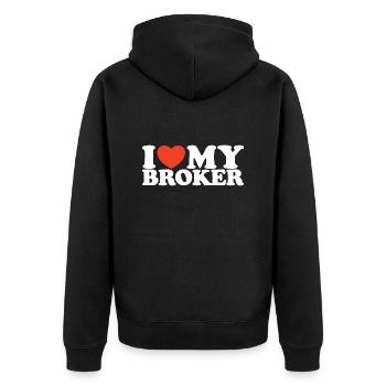 J’aime ma chemise Broker Heart - Veste à capuche bio Premium Unisexe - noir - Dos - Nico (187cm)
