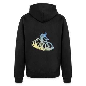 Mountain biker mountain bike - Unisex Premium Organic Zip Hoodie - black - Back - Nico (187cm)