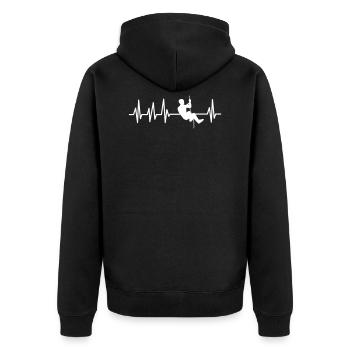 Bergsteiger Bergsteigen Bergsport Herzschlag EKG - Unisex Premium Bio Zip Hoodie - Schwarz - Hinten - Nico (187cm)