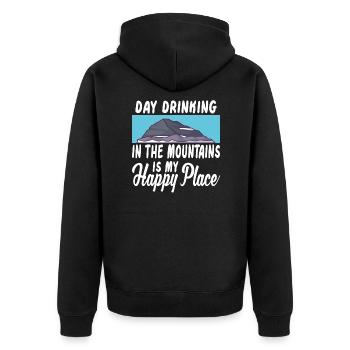 Hiking Rock Climbing Hiker Camping Wild Forest - Unisex Premium Bio Zip Hoodie - Schwarz - Hinten - Nico (187cm)