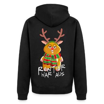 Rentier war aus Weihnachtsgeschenk xmas - Unisex Premium Bio Zip Hoodie - Schwarz - Hinten - Nico (187cm)