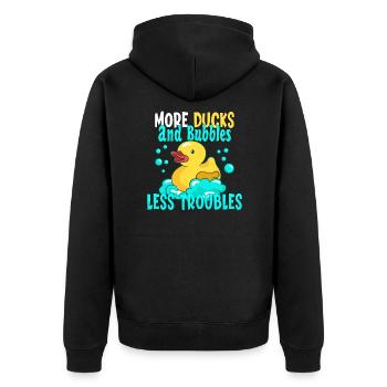 Rubber Duck Ducks Bubbles Duck lover Cute Duck - Unisex Premium Bio Zip Hoodie - Schwarz - Hinten - Nico (187cm)